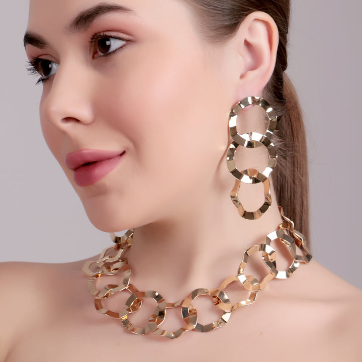 Bold Geometric Chain Link Necklace Set