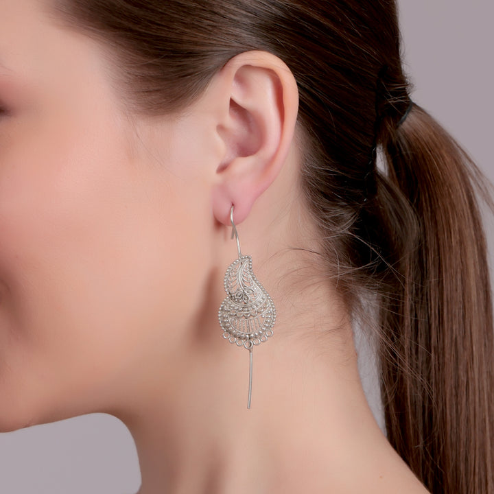 Silver Filigree Drop Earrings