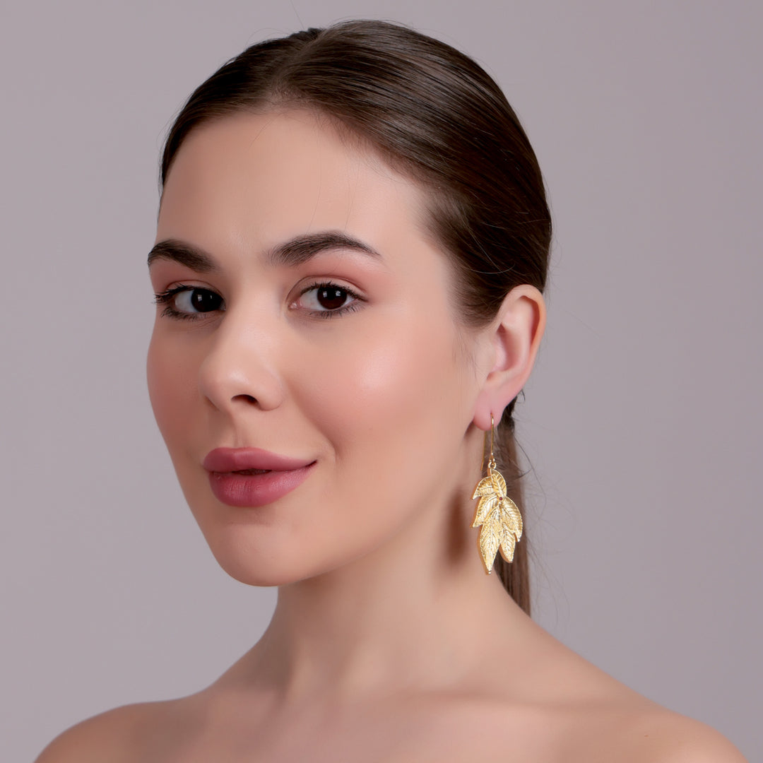 Golden Leaf Dangler Earrings