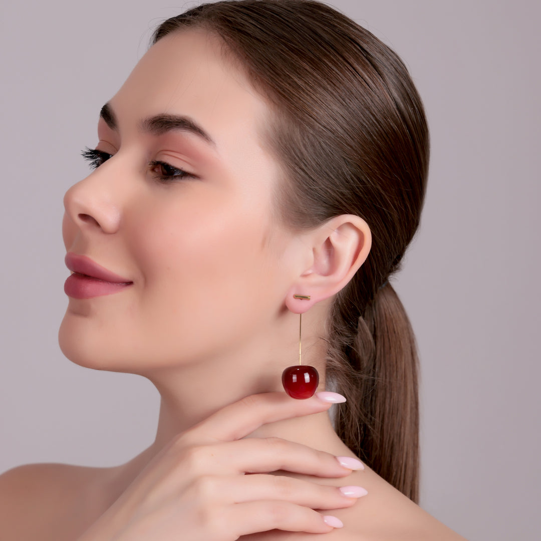 Cherry Drop Statement Earrings