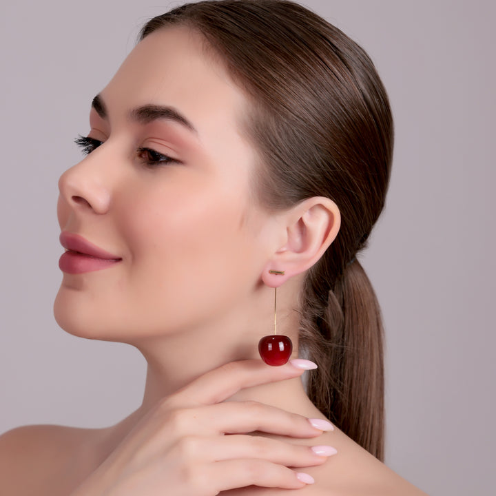 Cherry Drop Statement Earrings