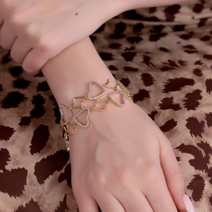 Dual-Tone Heart-Link Bracelet