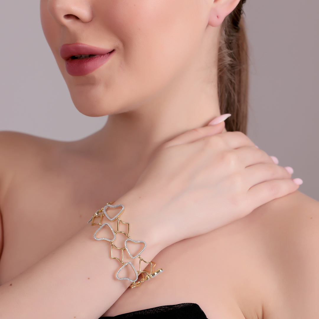 Dual-Tone Heart-Link Bracelet