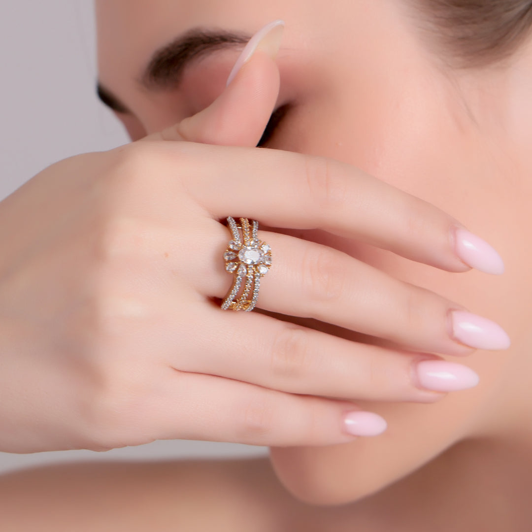 Dual Band Crystal Statement Ring