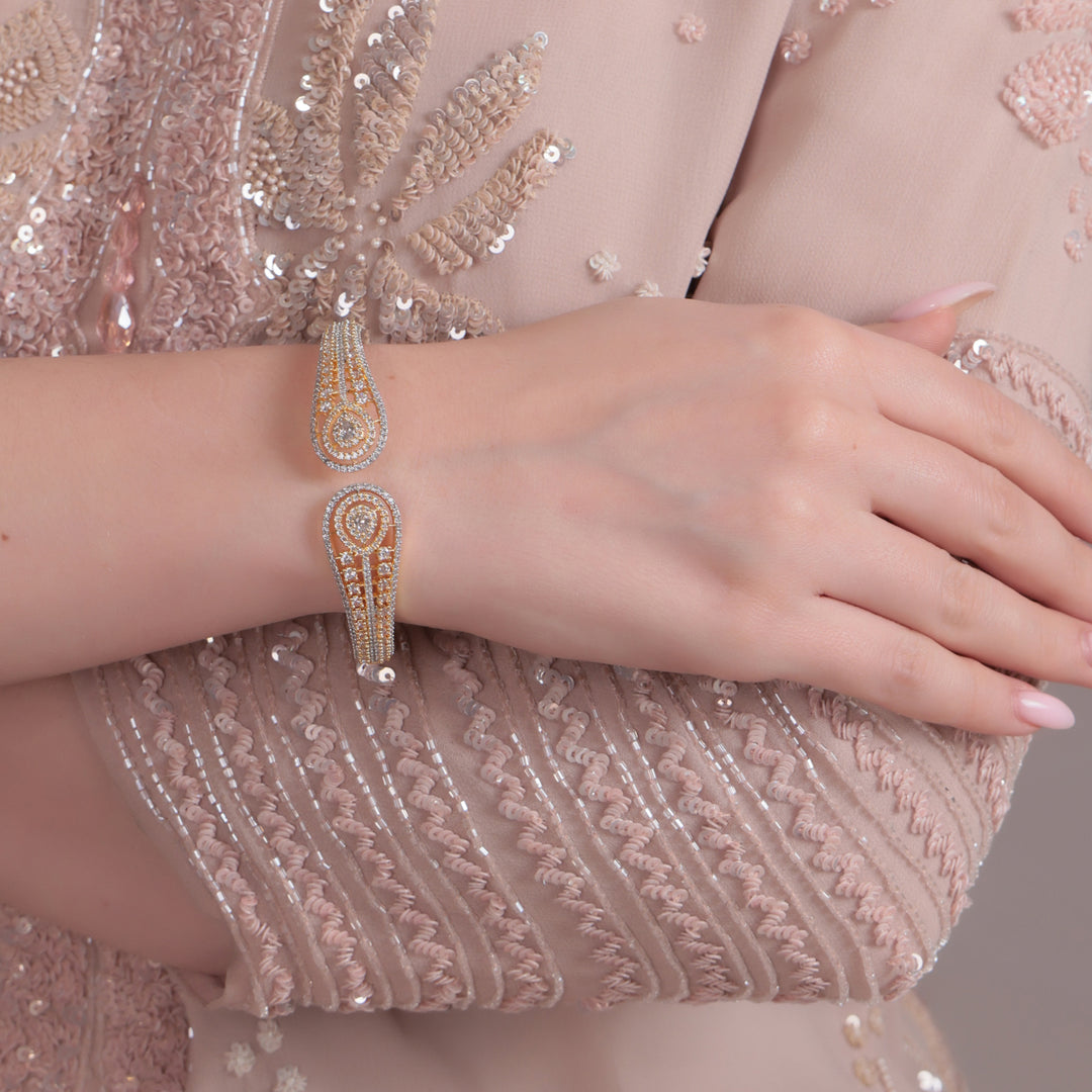 Dual-Peacock CZ Openable Bracelet