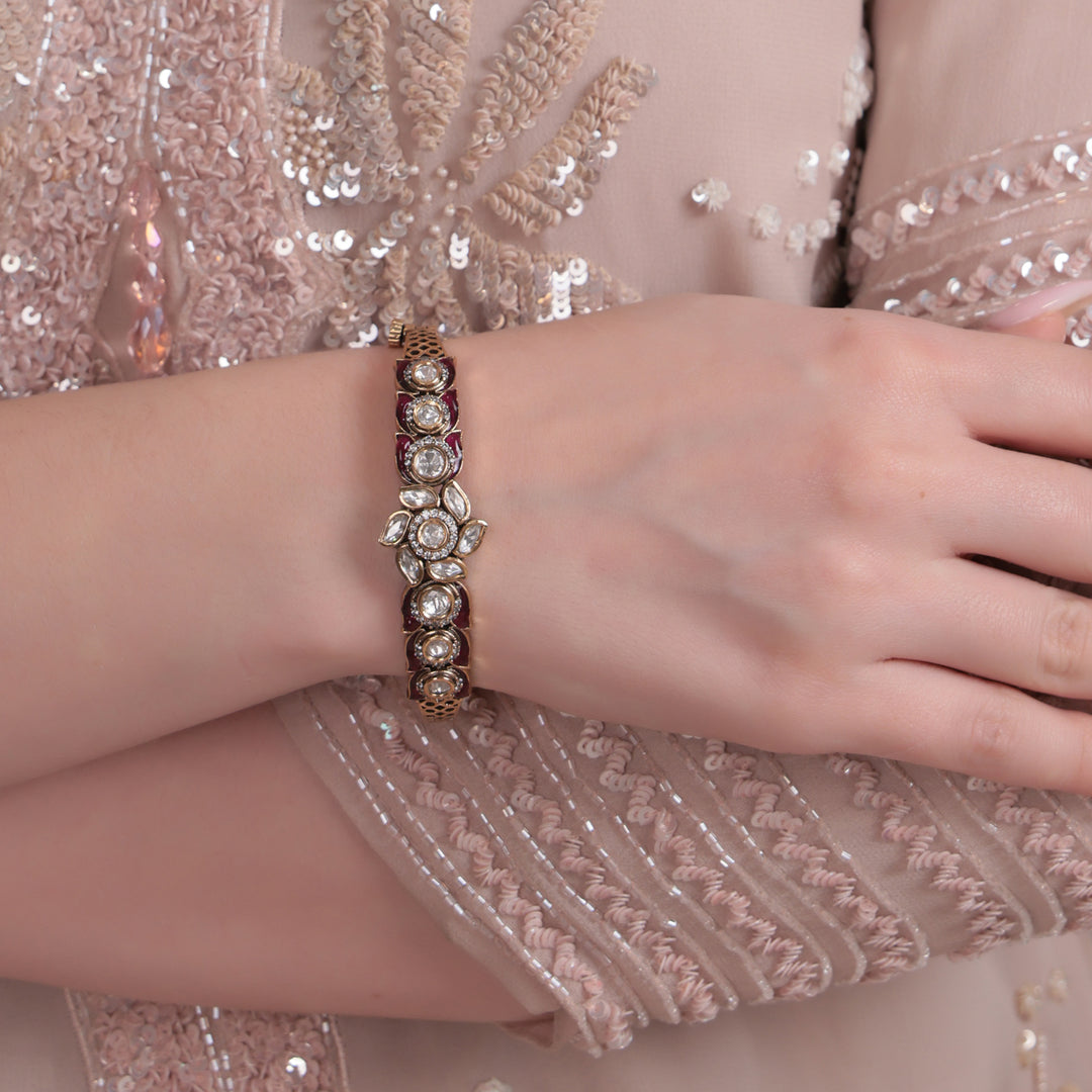 Classic Polki Kundan Floral Bridal Bracelet