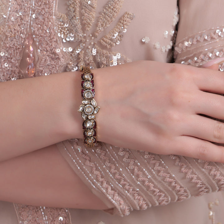 Classic Polki Kundan Floral Bridal Bracelet