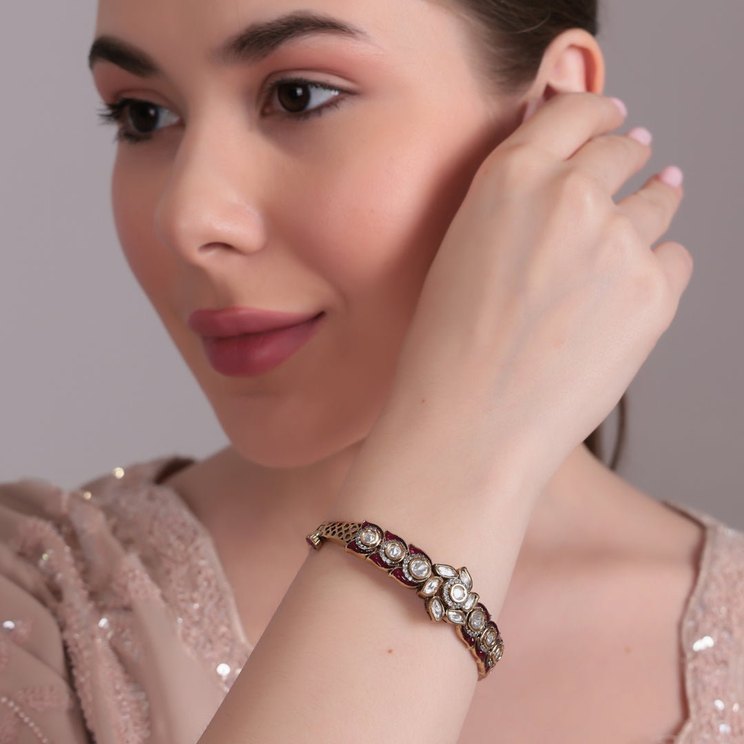 Classic Polki Kundan Floral Bridal Bracelet