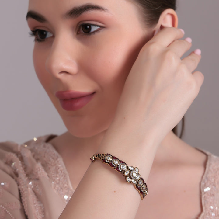 Classic Polki Kundan Floral Bridal Bracelet