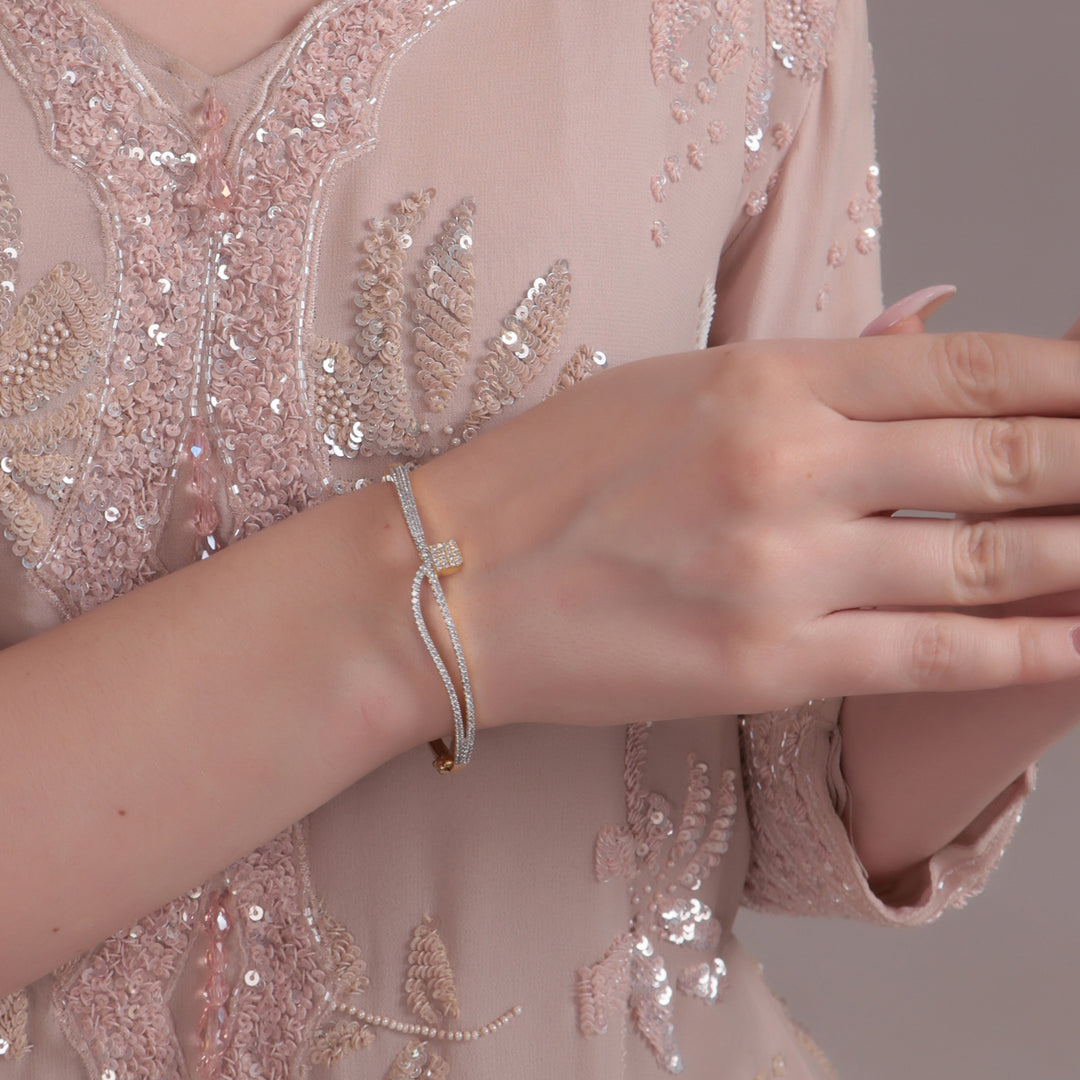 Dual-Tone CZ Adjustable Minimal Bracelet