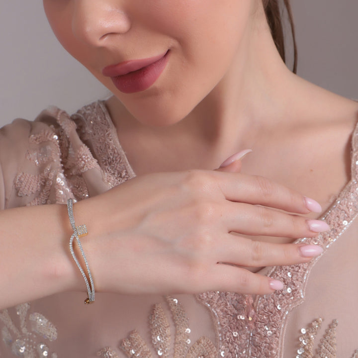 Dual-Tone CZ Adjustable Minimal Bracelet