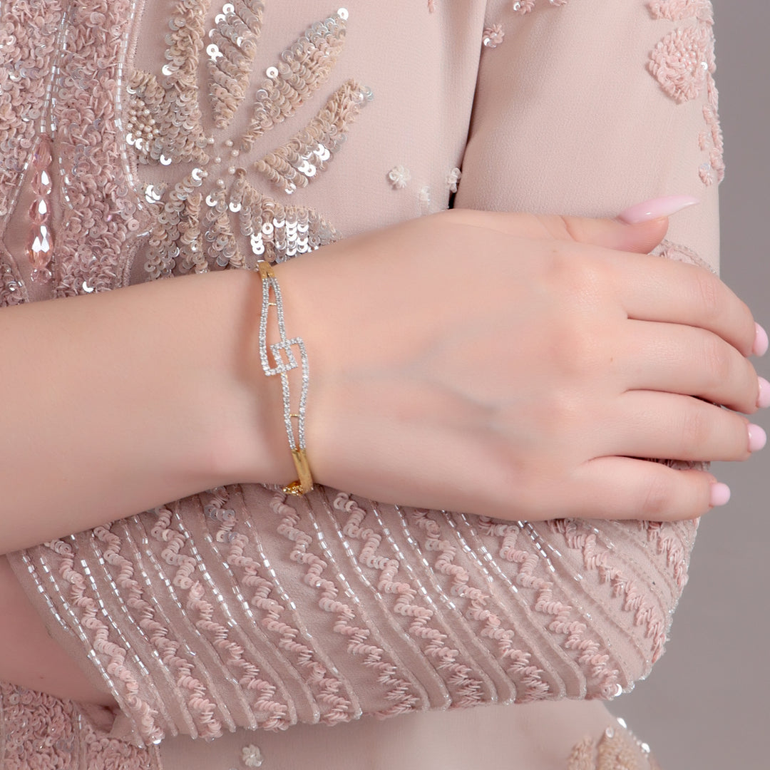 Dual-Tone Cubic Zirconia Link Bracelet