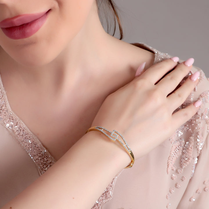 Dual-Tone Cubic Zirconia Link Bracelet