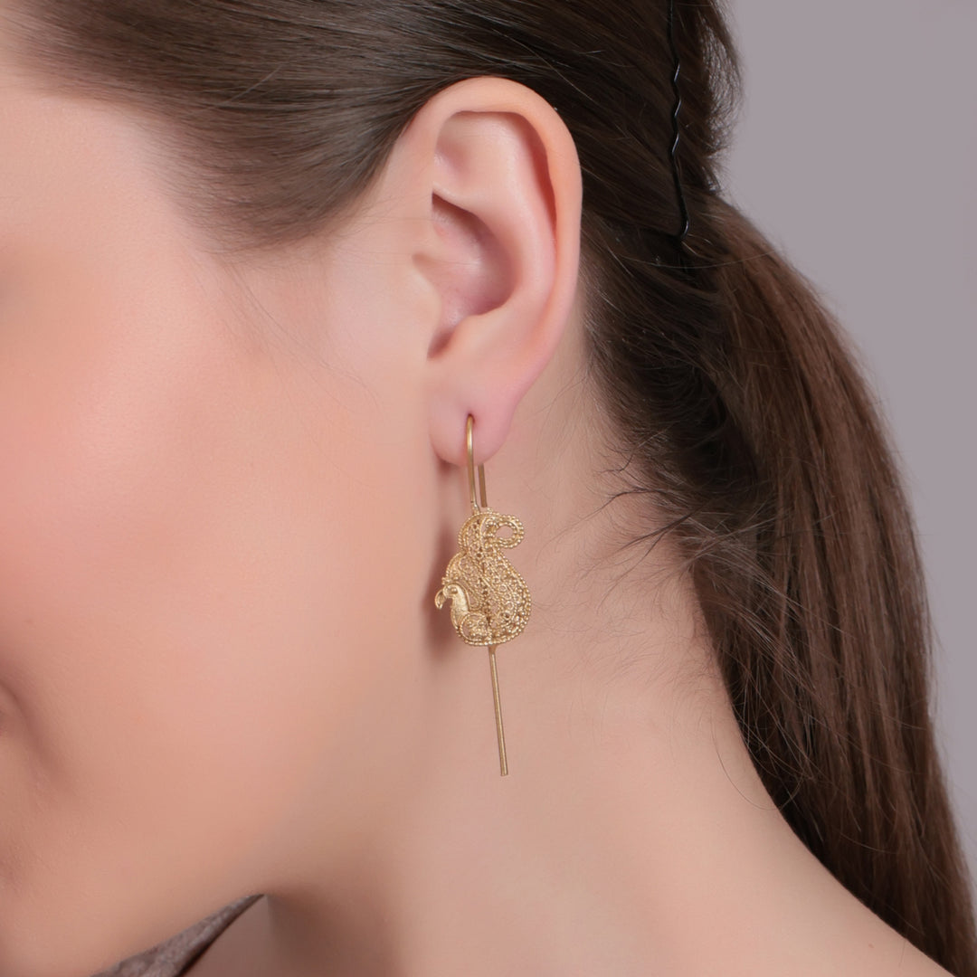 Filigree Peacock Hook Earrings