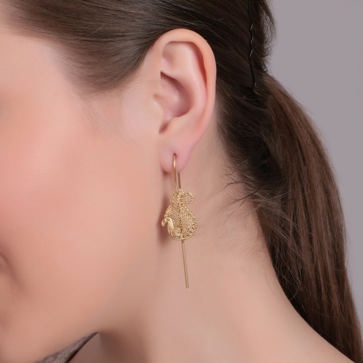 Filigree Peacock Hook Earrings