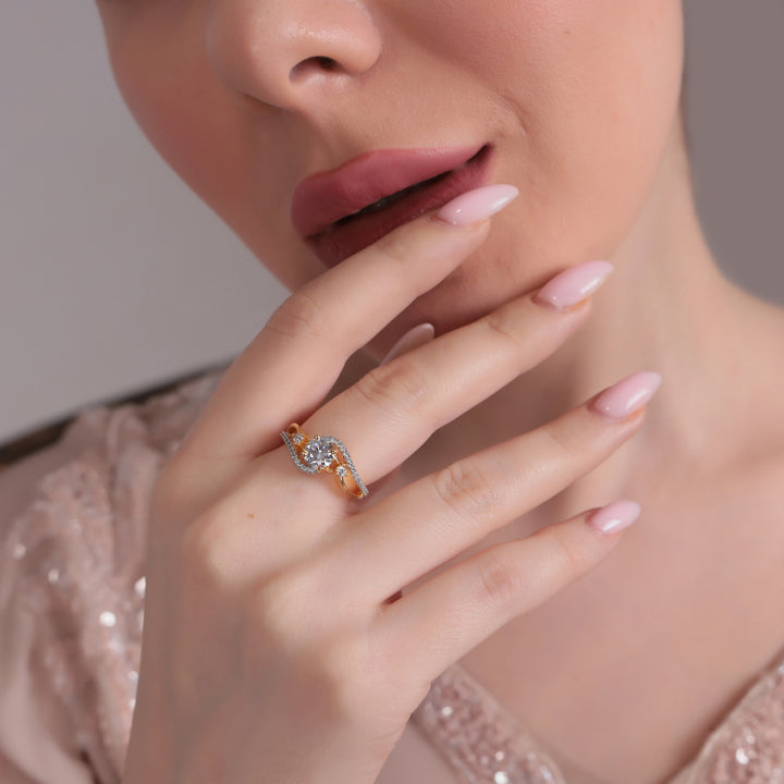 Dual-Tone Curved Solitaire AD Ring