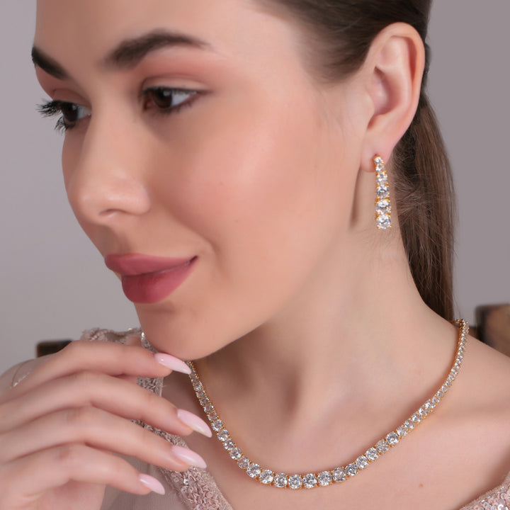 Classic Solitaire-Style CZ Necklace Set