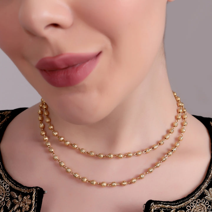 Dual-Layer Gold Beaded Traditional Necklace