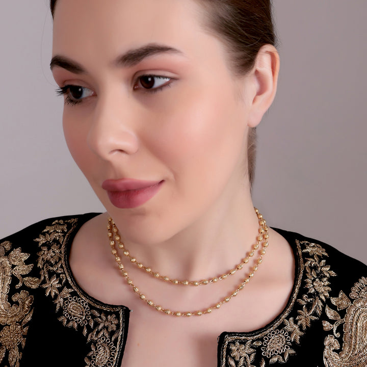Dual-Layer Gold Beaded Traditional Necklace