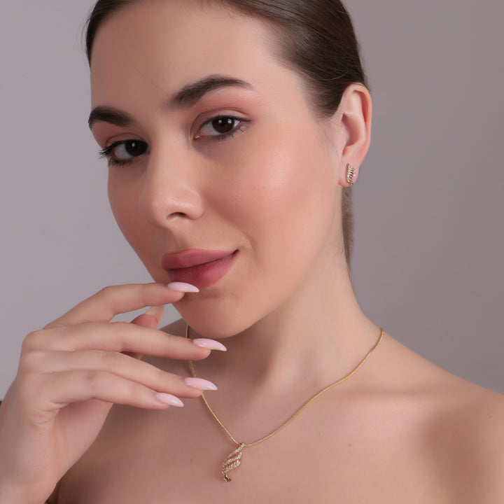 Gold-Toned Leaf Pendant Necklace Set