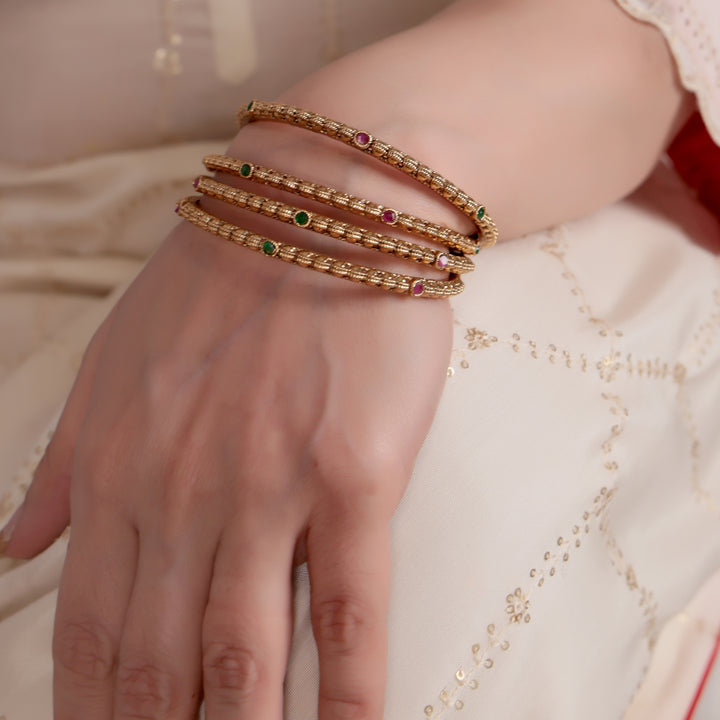 Regal Multistone Traditional Bangle Set