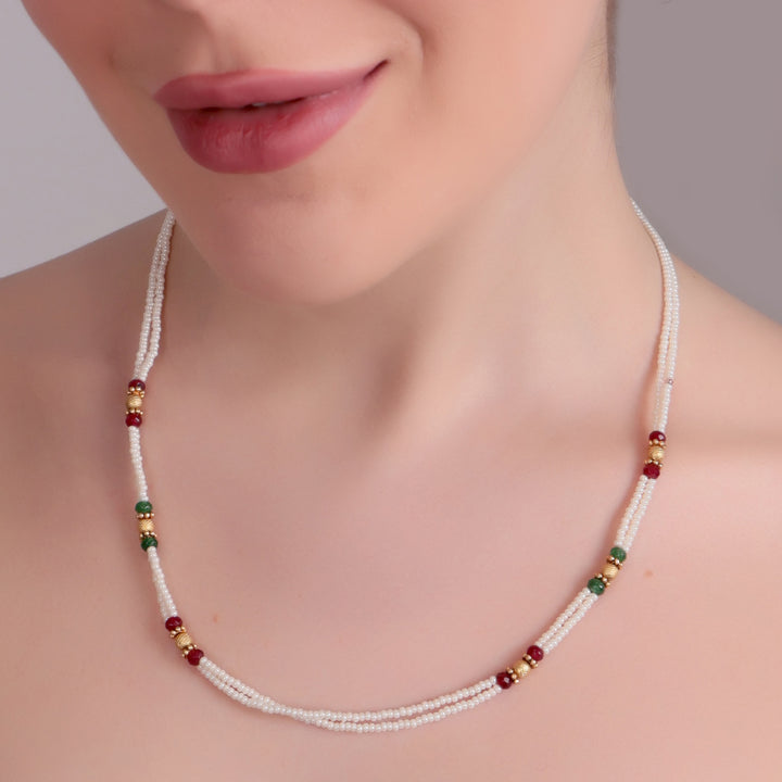 Classic Multi-Strand Pearl Beaded Necklace