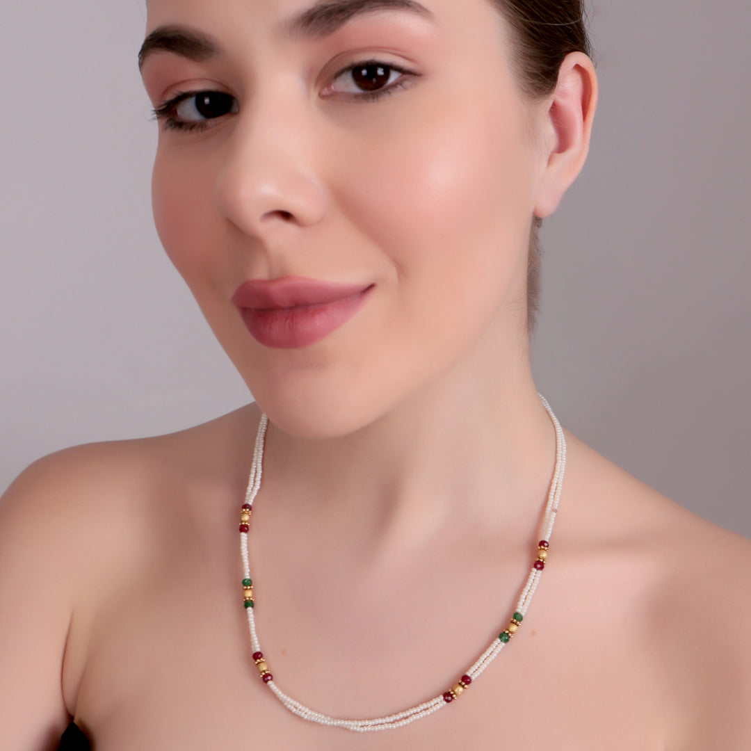 Classic Multi-Strand Pearl Beaded Necklace