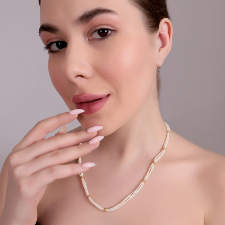 Elegant Multi-Strand Mini Pearl Beads Necklace