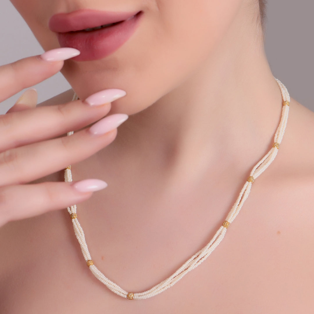 Elegant Multi-Strand Mini Pearl Beads Necklace