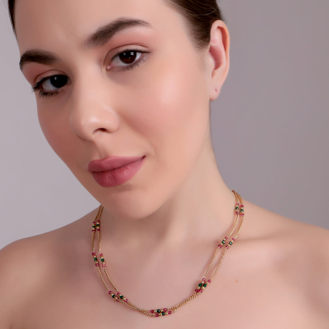 Dual-Layer Rani Green Beaded Chain