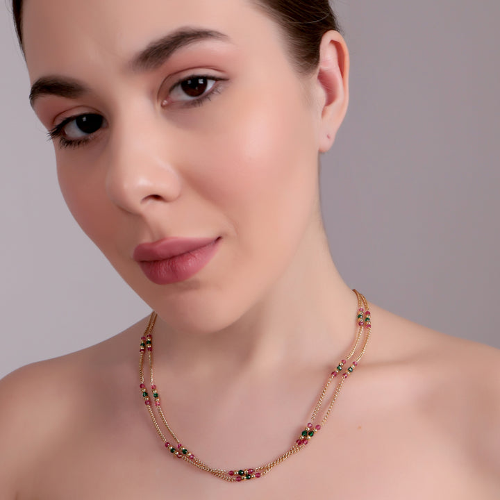 Dual-Layer Rani Green Beaded Chain