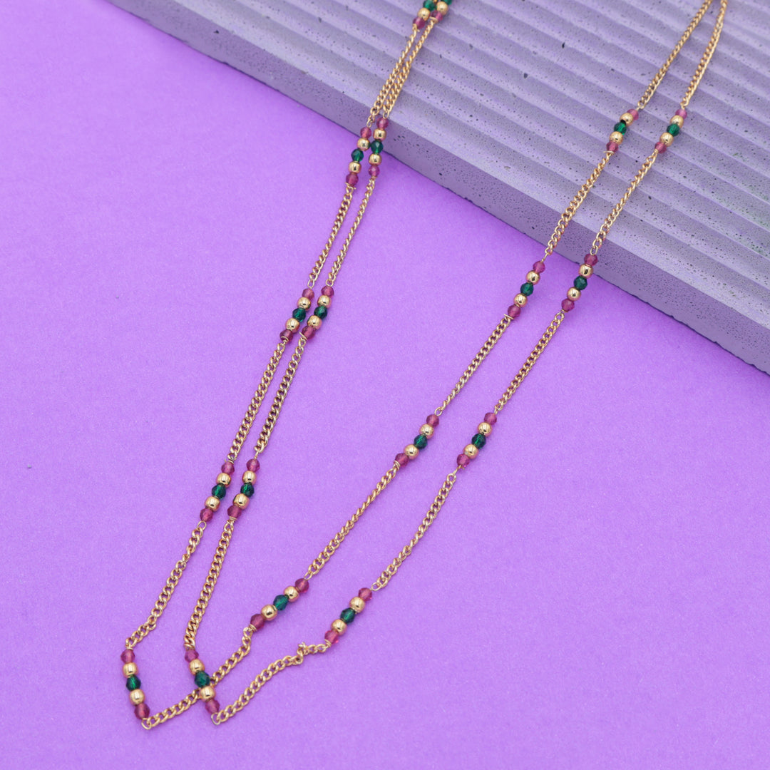 Dual-Layer Rani Green Beaded Chain