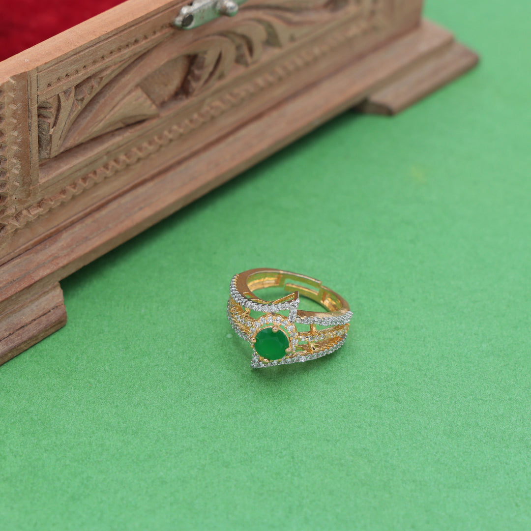 Emerald-Glow Triple Band Cocktail Ring