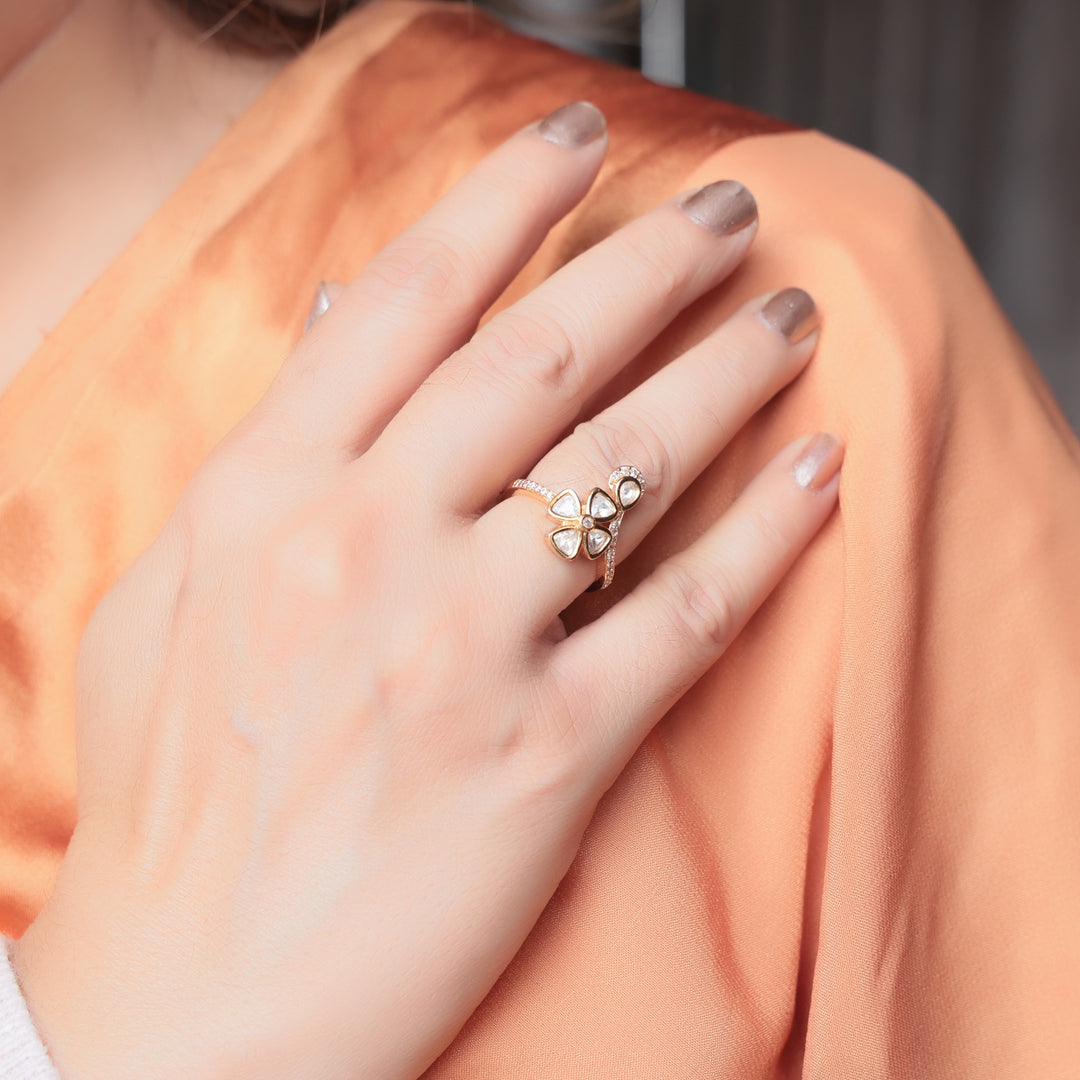 Kundan Floral Adjustable Ring