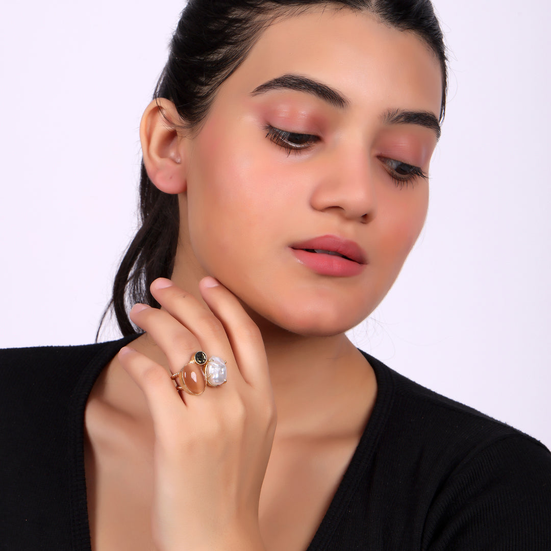 Dual Stone Contemporary Adjustable Ring