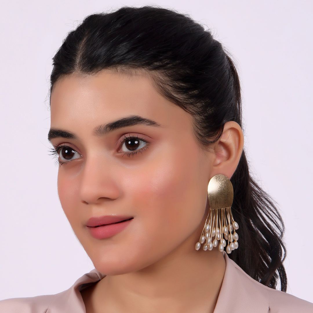 Modern Pearl Tassel Drop Earrings