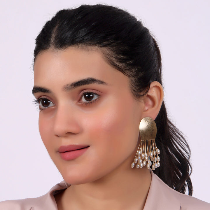 Modern Pearl Tassel Drop Earrings