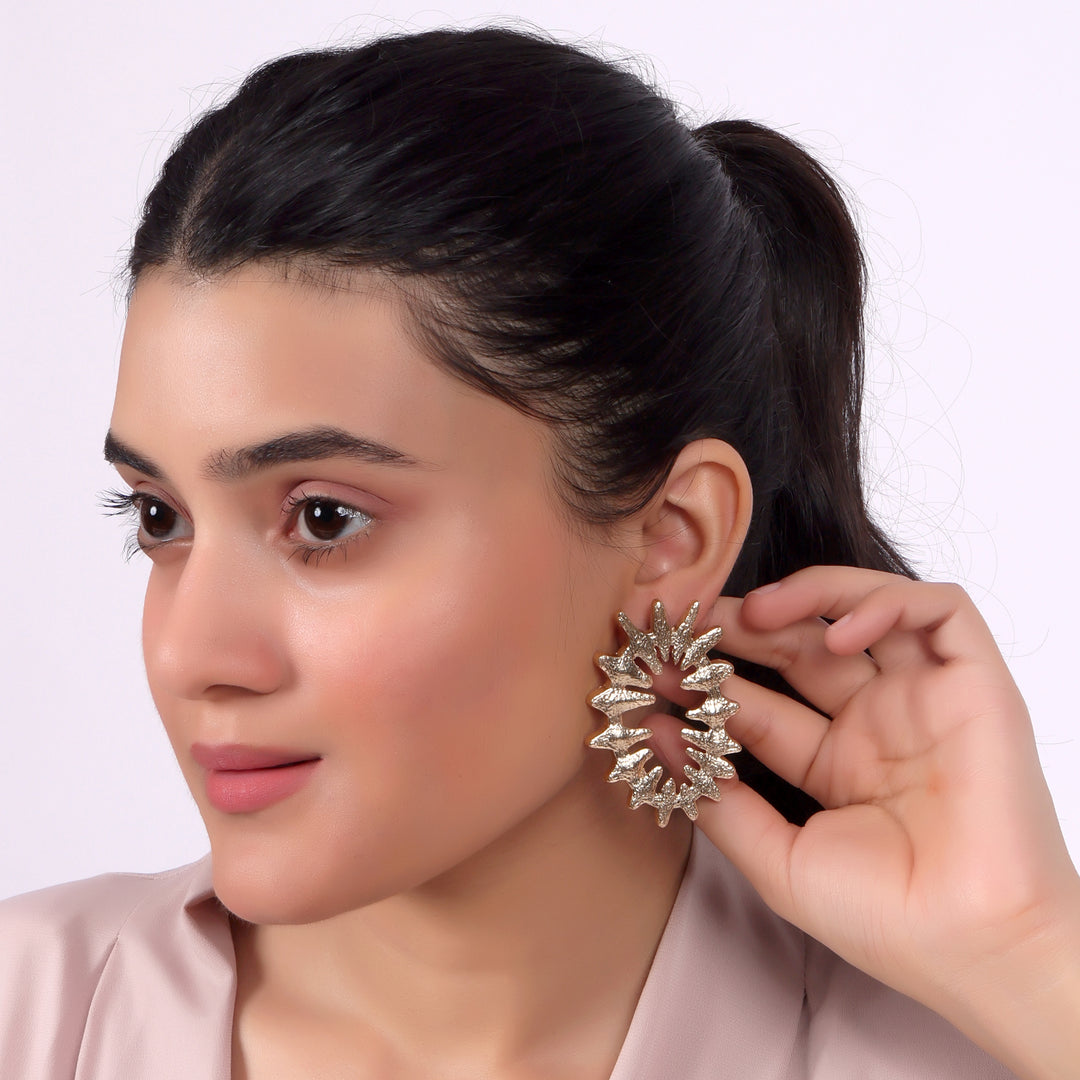 Radiant Sunburst Textured Stud Earrings