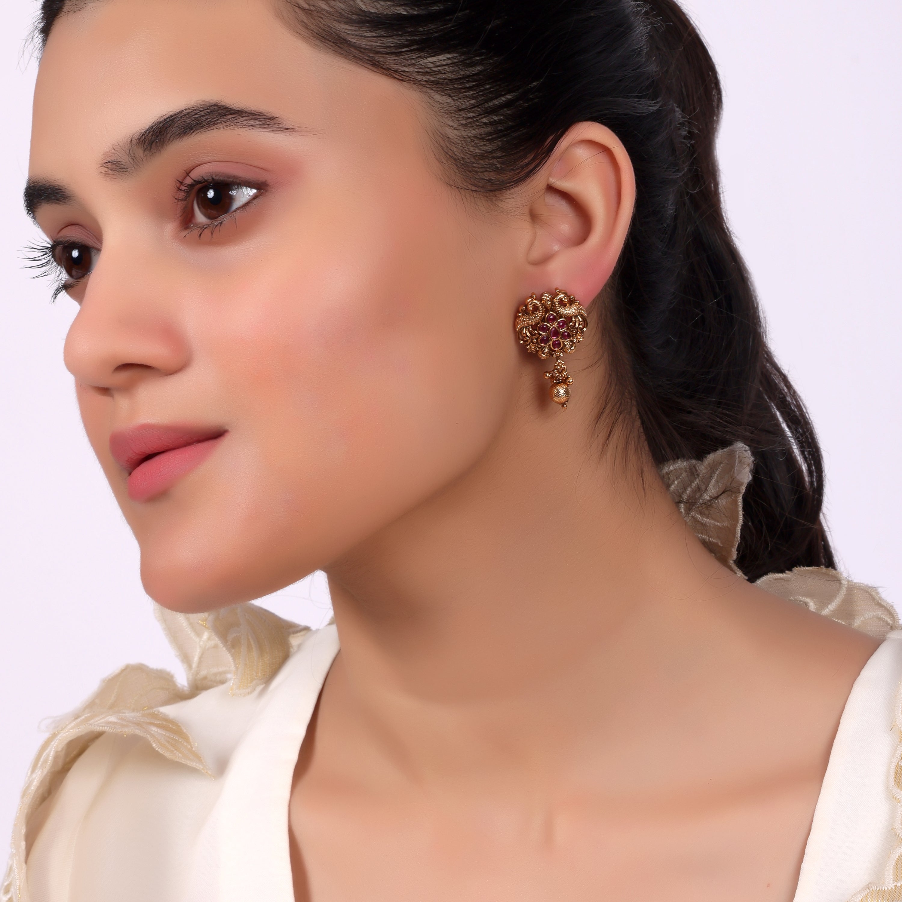 Royal Floral Antique Stud Earrings