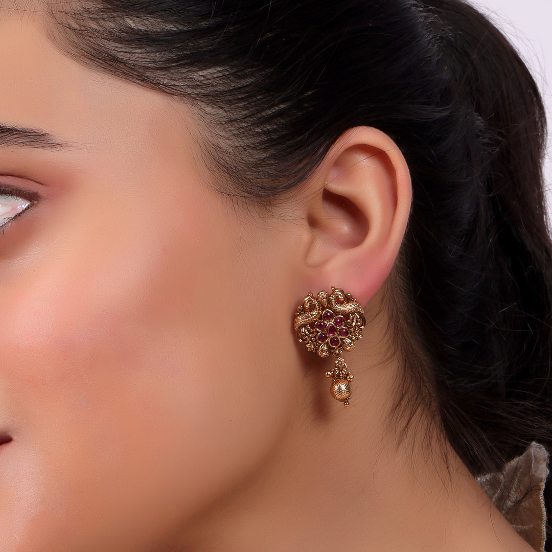 Royal Floral Antique Stud Earrings