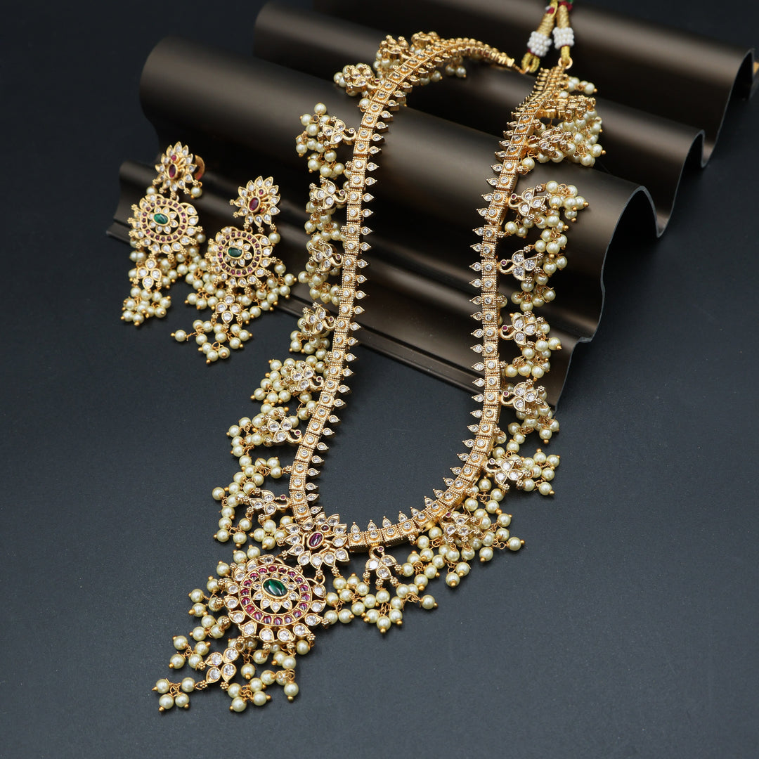 Traditional Pearl Drop Temple Necklace Set