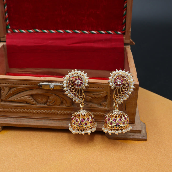 Royal Pearl Paisley Jhumka Earrings