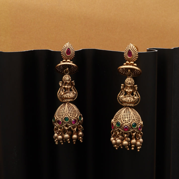 Traditional Temple Lakshmi Jhumka Earrings
