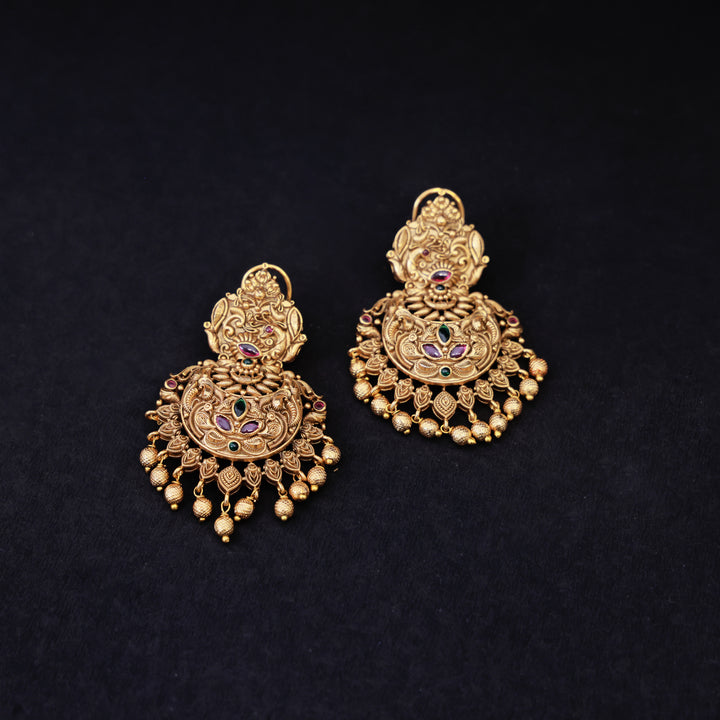 Antique Temple Goddess Jhumka – Heritage Gold Plated Earrings by OLIARI