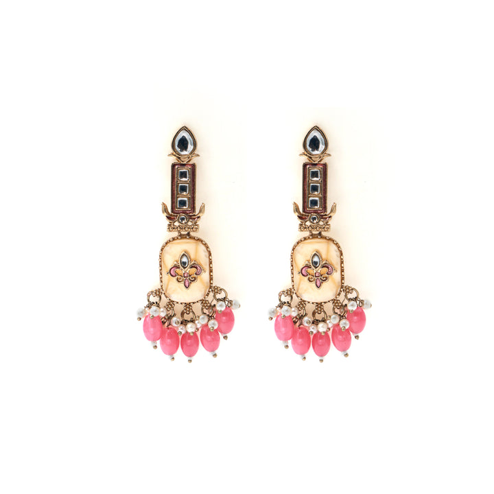 Royal  Meenakari Kundan Earrings – Handcrafted Pearl Drop Heritage by OLIARI