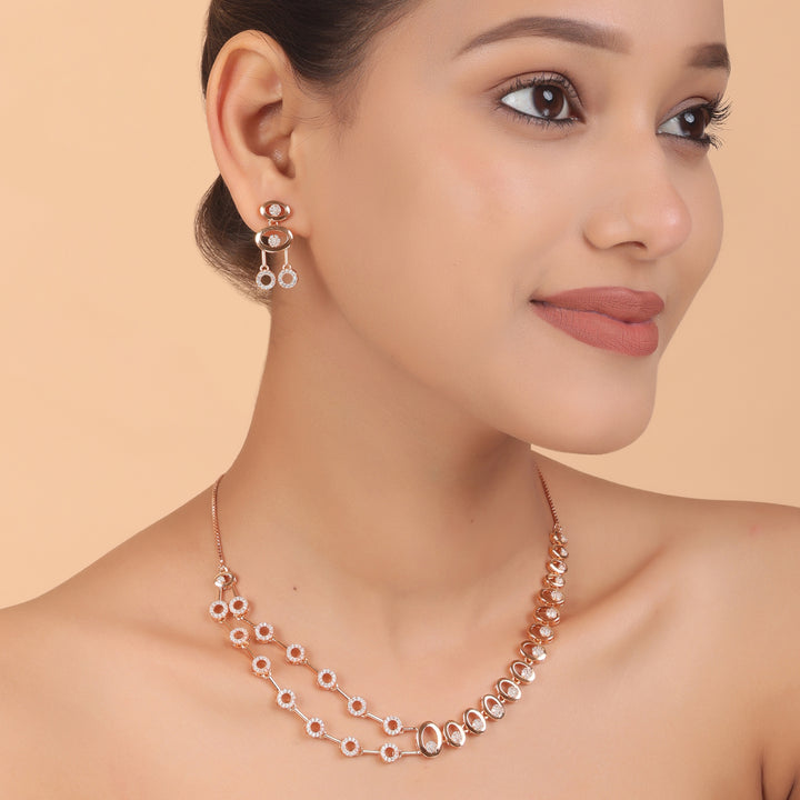 Circle Symphony CZ Necklace & Earrings Set