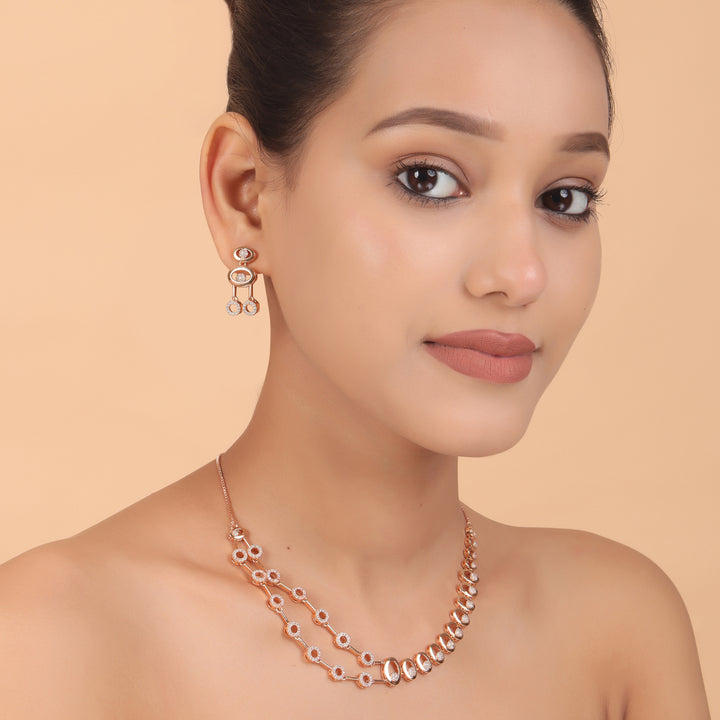 Circle Symphony CZ Necklace & Earrings Set