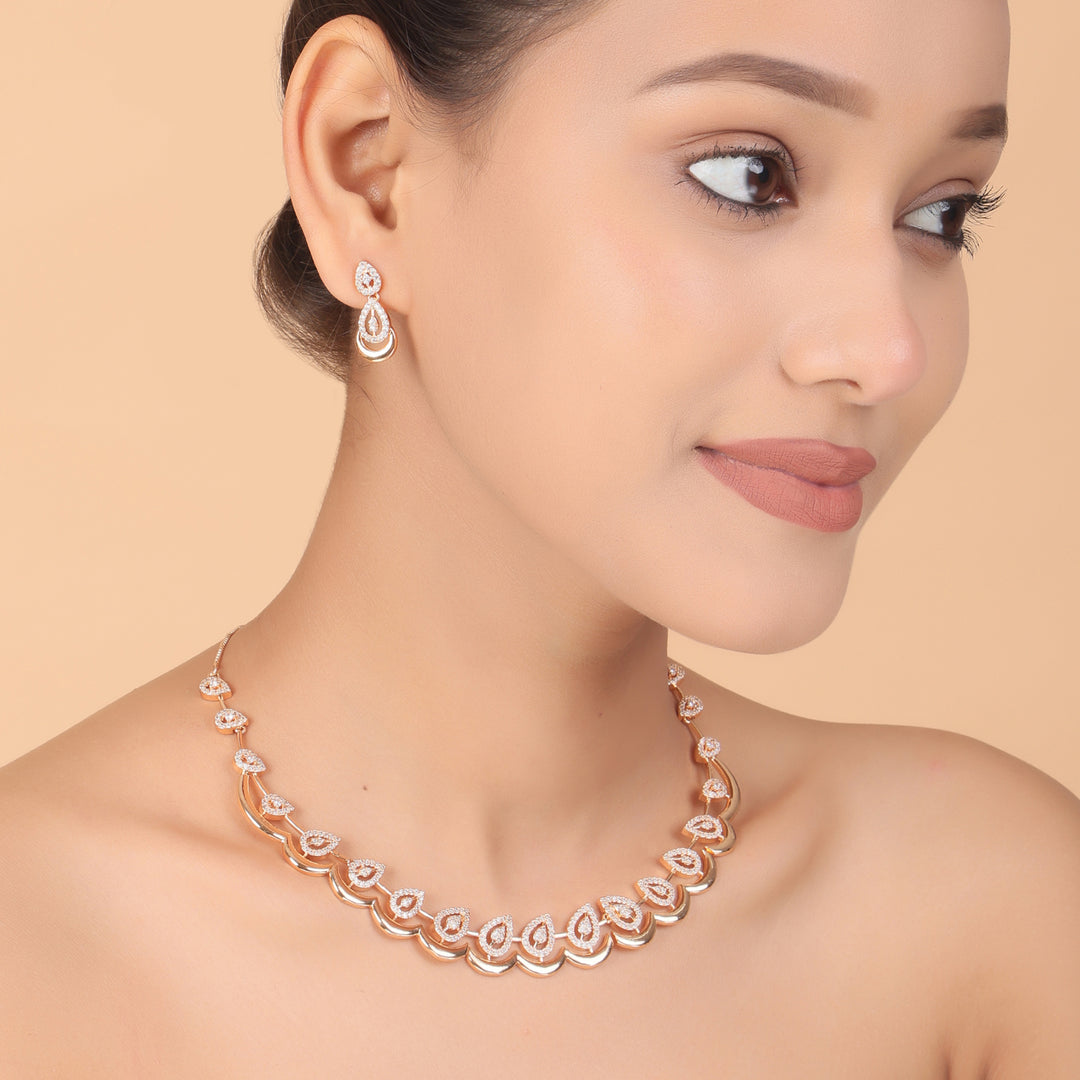 Dewdrop Elegance CZ Necklace & Earrings Set
