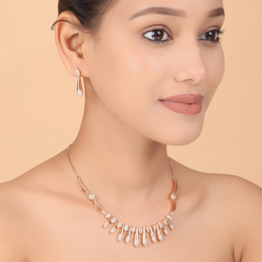 Aurelia Teardrop Diamond Necklace & Earrings Set