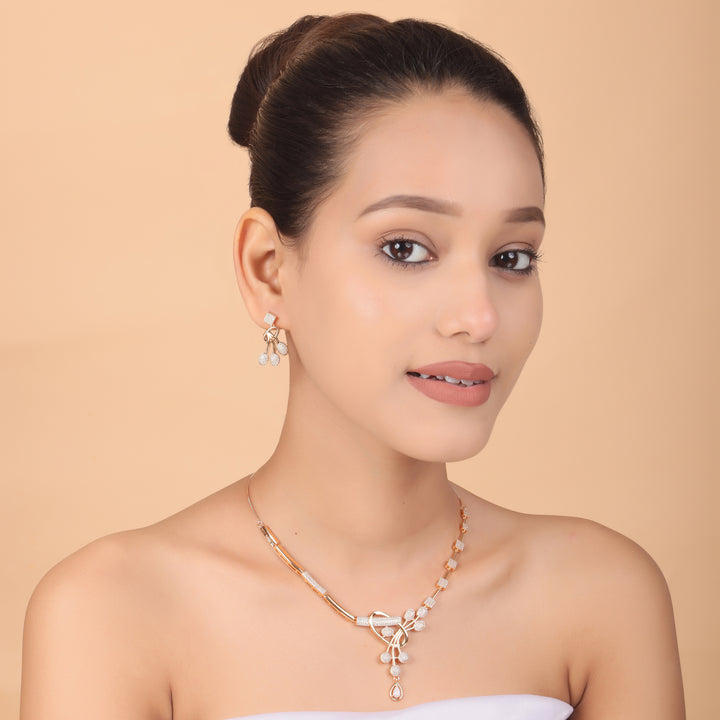 Radiant Curve CZ Necklace & Earrings Set